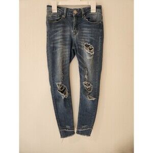 indigo rein jeans womens 3 distressed blue muffin topper